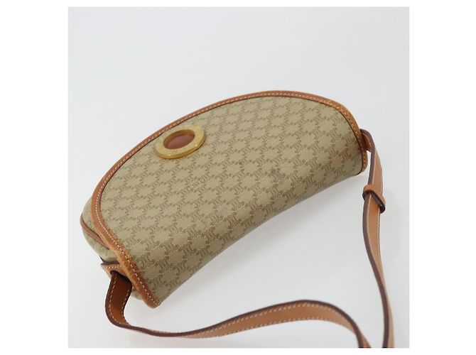 Céline Borsa a tracolla CELINE Macadam Canvas PVC Beige Oro Auth 171226 D'oro - vista 6
