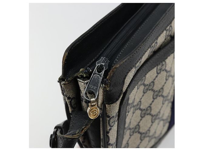 Borsa a tracolla GUCCI GG Supreme Sherry Line PVC Navy Gold 41 02 013 Auth fm5338 D'oro Blu navy - vista 10