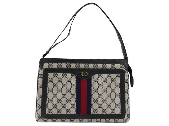 Borsa a tracolla GUCCI GG Supreme Sherry Line PVC Navy Gold 41 02 013 Auth fm5338 D'oro Blu navy - vista 13