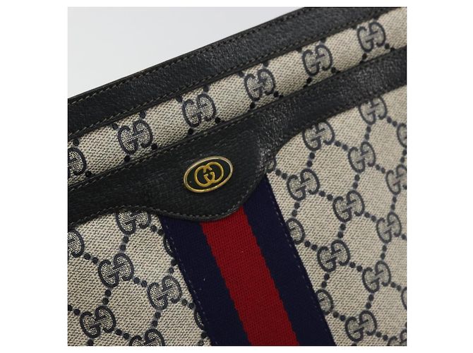 Borsa a tracolla GUCCI GG Supreme Sherry Line PVC Navy Gold 41 02 013 Auth fm5338 D'oro Blu navy - vista 17