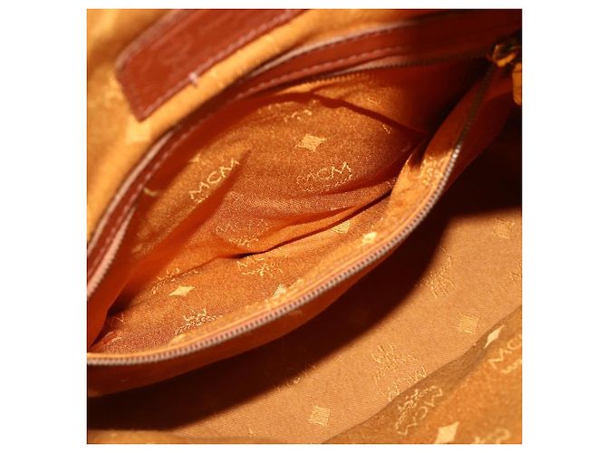 Sacchetto a coulisse MCM Vicetos Logogram Drawstring Bag in PVC e pelle marrone oro Auth ka4224A D'oro - vista 11