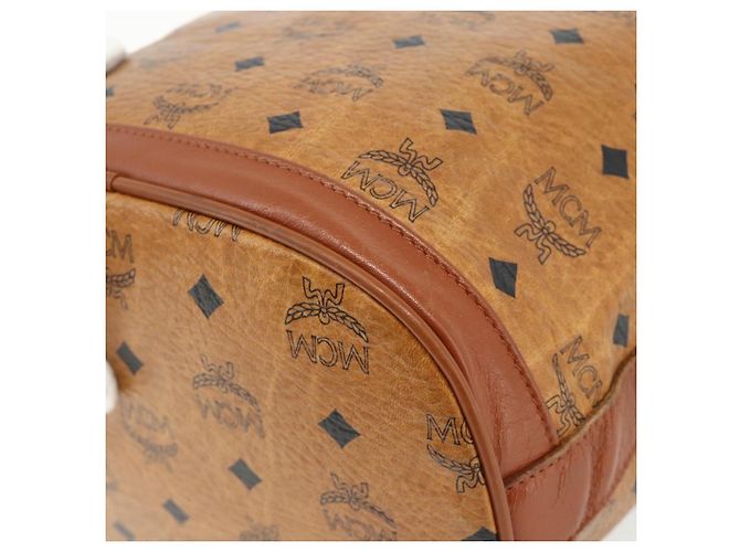 Sacchetto a coulisse MCM Vicetos Logogram Drawstring Bag in PVC e pelle marrone oro Auth ka4224A D'oro - vista 15