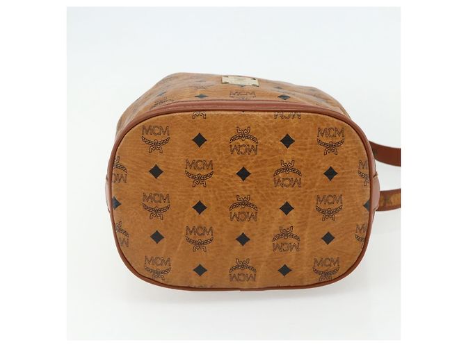 Sacchetto a coulisse MCM Vicetos Logogram Drawstring Bag in PVC e pelle marrone oro Auth ka4224A D'oro - vista 5