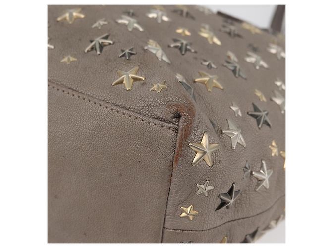 Borsa Tote Jimmy Choo in pelle grigia e oro Auth bs34549 Marrone D'oro - vista 14