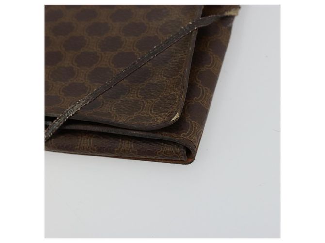 Céline Clutch CELINE Macadam Canvas PVC Pelle Marrone Oro Auth 177570 D'oro - vista 14