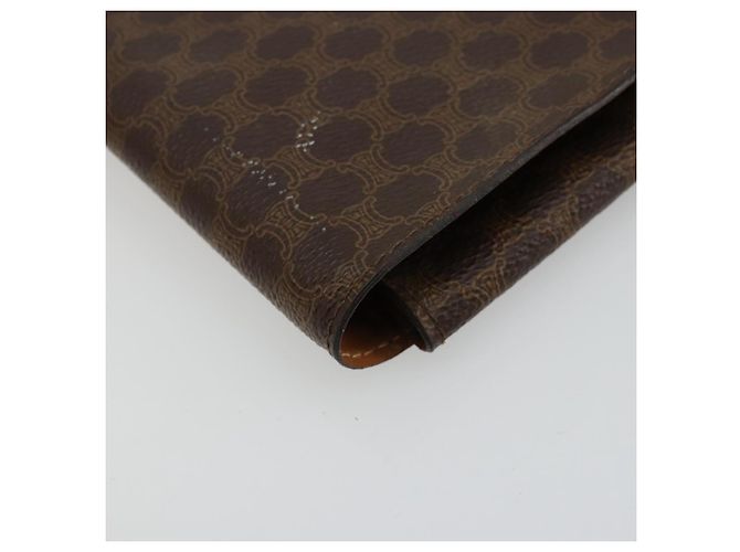 Céline Clutch CELINE Macadam Canvas PVC Pelle Marrone Oro Auth 177570 D'oro - vista 15