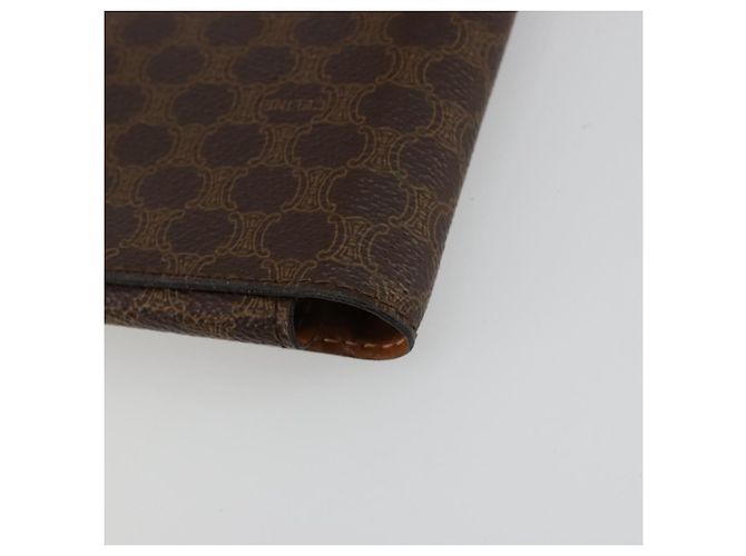 Céline Clutch CELINE Macadam Canvas PVC Pelle Marrone Oro Auth 177570 D'oro - vista 16