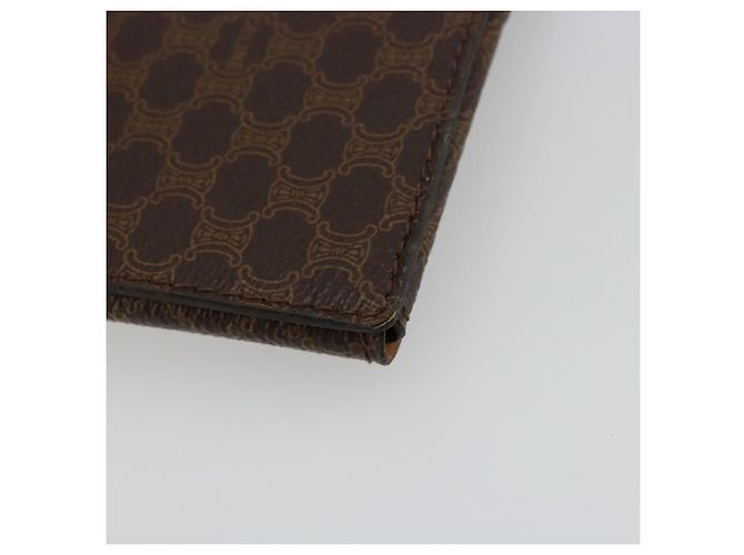 Céline Clutch CELINE Macadam Canvas PVC Pelle Marrone Oro Auth 177570 D'oro - vista 17