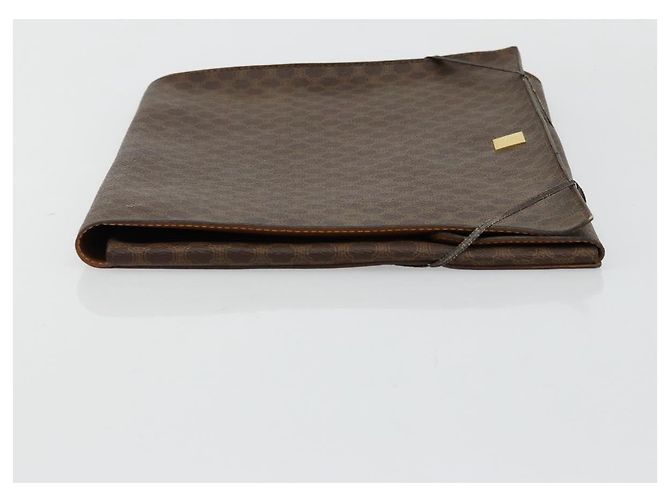 Céline Clutch CELINE Macadam Canvas PVC Pelle Marrone Oro Auth 177570 D'oro - vista 6