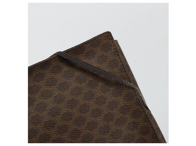 Céline Clutch CELINE Macadam Canvas PVC Pelle Marrone Oro Auth 177570 D'oro - vista 7