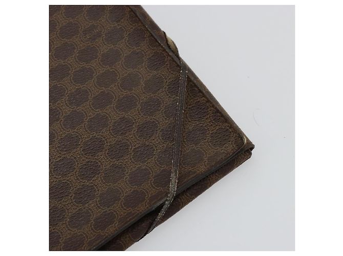 Céline Clutch CELINE Macadam Canvas PVC Pelle Marrone Oro Auth 177570 D'oro - vista 8
