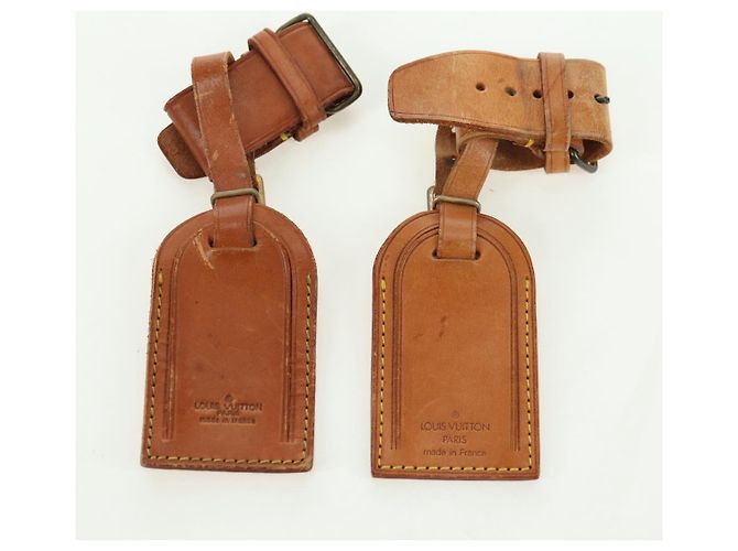 LOUIS VUITTON Powanie Name Tag Leather 10set Beige LV Auth 167219 - vista 10