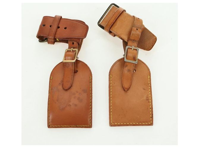 LOUIS VUITTON Powanie Name Tag Leather 10set Beige LV Auth 167219 - vista 11