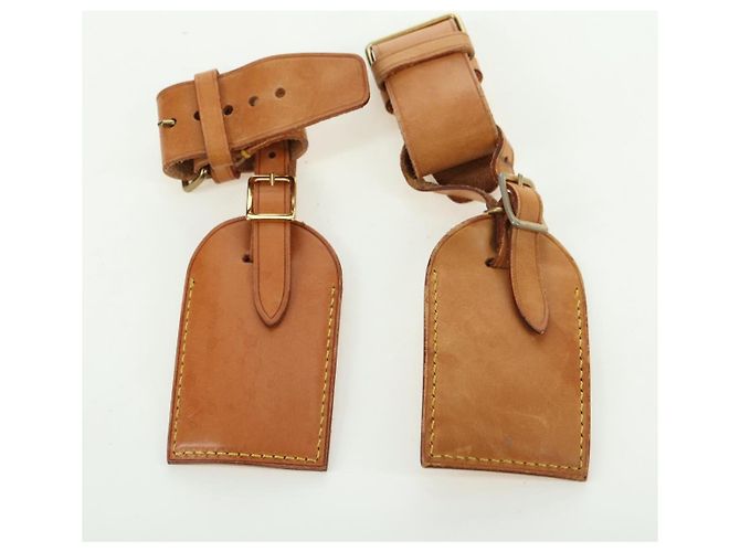 LOUIS VUITTON Powanie Name Tag Leather 10set Beige LV Auth 167219 - vista 5