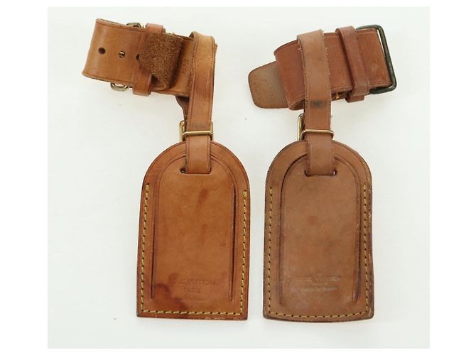 LOUIS VUITTON Powanie Name Tag Leather 10set Beige LV Auth 167219 - vista 6