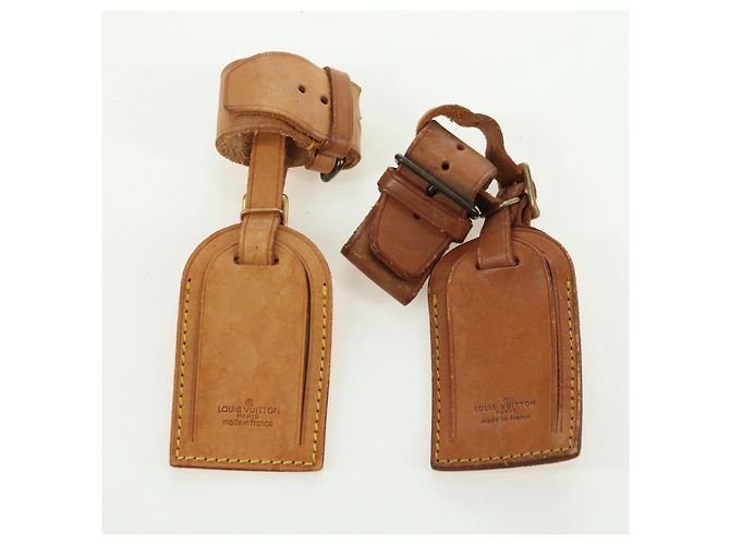 LOUIS VUITTON Powanie Name Tag Leather 10set Beige LV Auth 167219 - vista 8