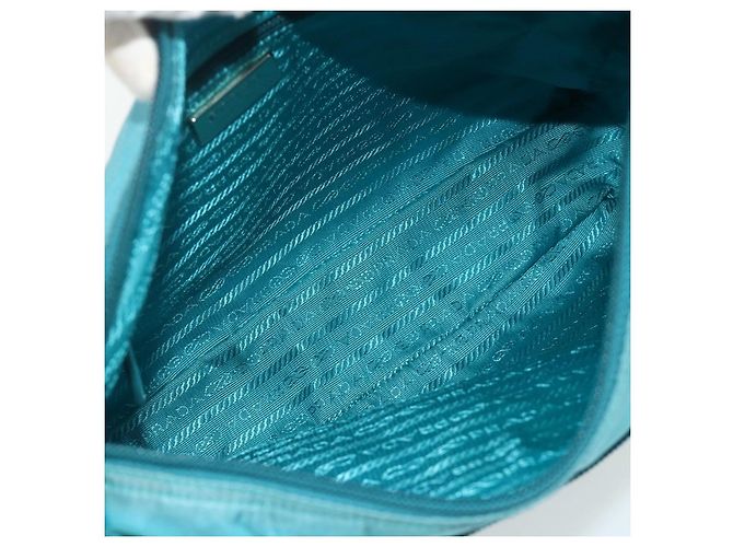 Borsa a Spalla PRADA Nylon Turchese Blu Argento Auth 177218A - vista 11