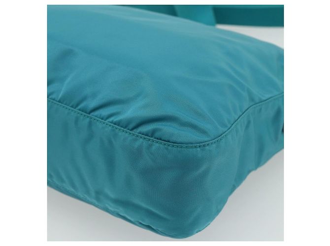 Borsa a Spalla PRADA Nylon Turchese Blu Argento Auth 177218A - vista 15