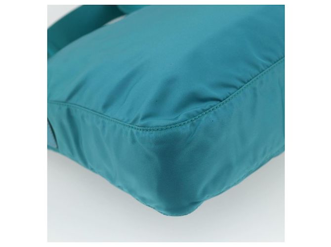 Borsa a Spalla PRADA Nylon Turchese Blu Argento Auth 177218A - vista 16