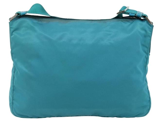 Borsa a Spalla PRADA Nylon Turchese Blu Argento Auth 177218A - vista 2