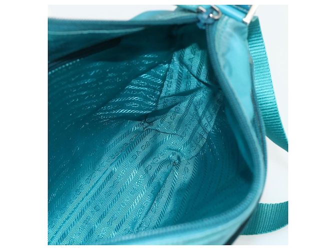 Borsa a Spalla PRADA Nylon Turchese Blu Argento Auth 177218A - vista 20