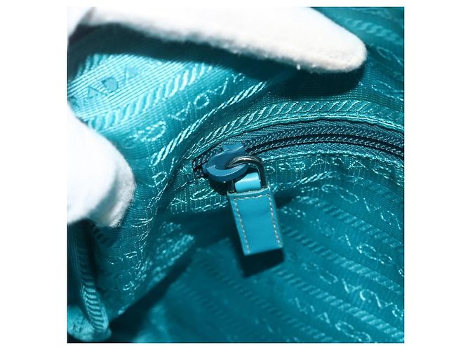 Borsa a Spalla PRADA Nylon Turchese Blu Argento Auth 177218A - vista 22