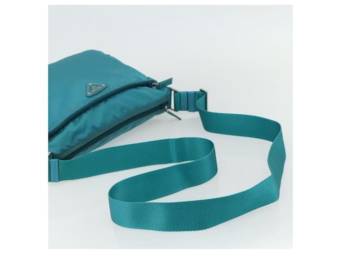Borsa a Spalla PRADA Nylon Turchese Blu Argento Auth 177218A - vista 7