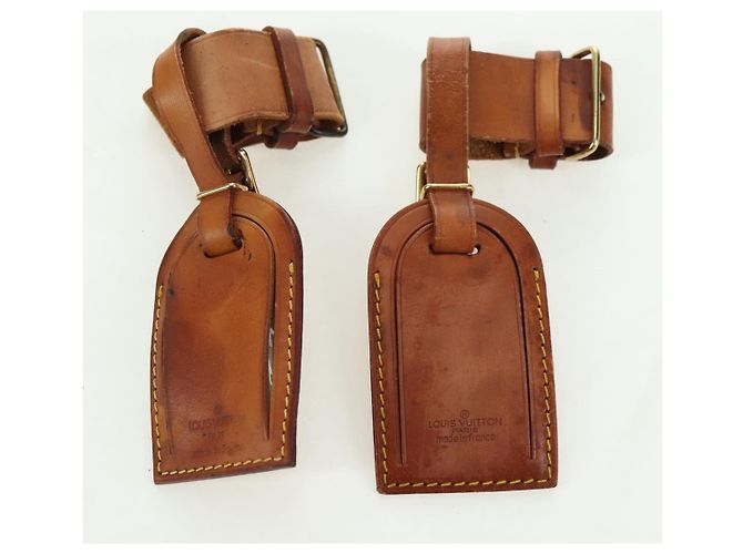 LOUIS VUITTON Powanie Name Tag Leather 10set Beige LV Auth 167213 - vista 10