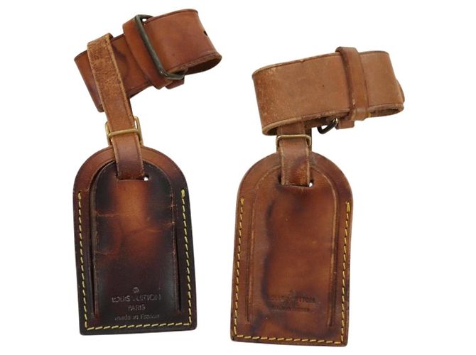 LOUIS VUITTON Powanie Name Tag Leather 10set Beige LV Auth 167213 - vista 2