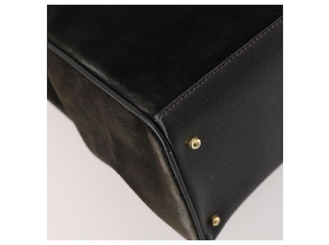 Borsa Tote GUCCI Bamboo in scamosciato 2way Nero Oro 002 123 0322 Auth 175645 - vista 10