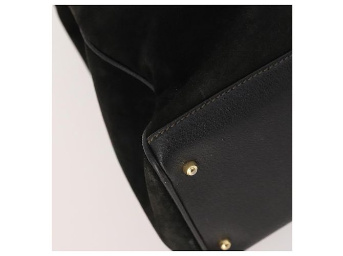 Borsa Tote GUCCI Bamboo in scamosciato 2way Nero Oro 002 123 0322 Auth 175645 - vista 16