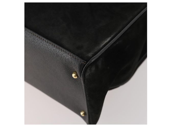 Borsa Tote GUCCI Bamboo in scamosciato 2way Nero Oro 002 123 0322 Auth 175645 - vista 17