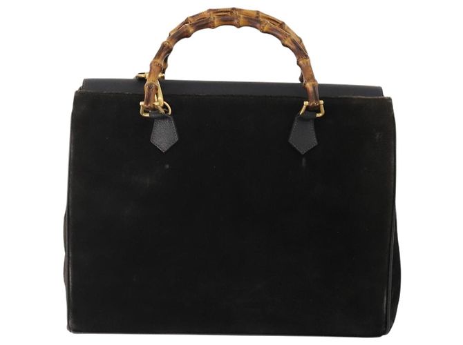 Borsa Tote GUCCI Bamboo in scamosciato 2way Nero Oro 002 123 0322 Auth 175645 - vista 2