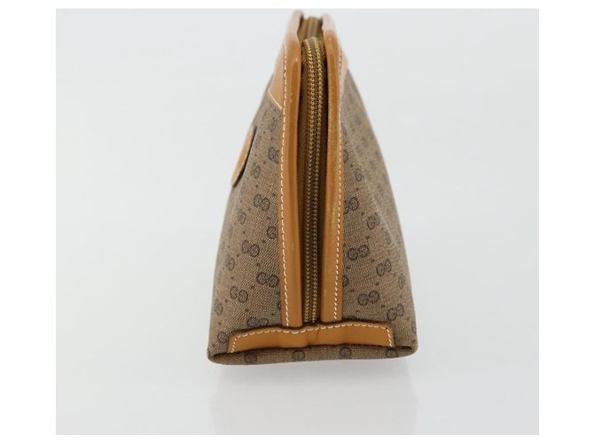 GUCCI Micro GG Supreme Pouch PVC outlet Beige Oro Auth 177897 D'oro - vista 3