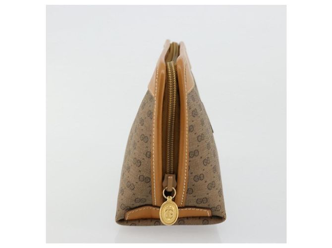 GUCCI Micro GG Supreme Pouch PVC outlet Beige Oro Auth 177897 D'oro - vista 4