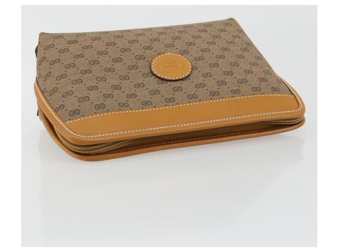 GUCCI Micro GG Supreme Pouch PVC outlet Beige Oro Auth 177897 D'oro - vista 5