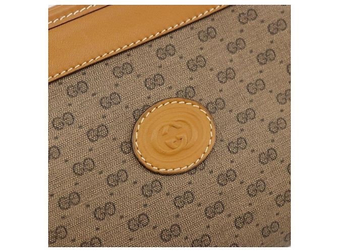 GUCCI Micro GG Supreme Pouch PVC outlet Beige Oro Auth 177897 D'oro - vista 8