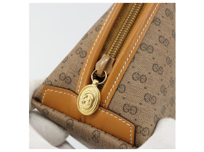 GUCCI Micro GG Supreme Pouch PVC outlet Beige Oro Auth 177897 D'oro - vista 9