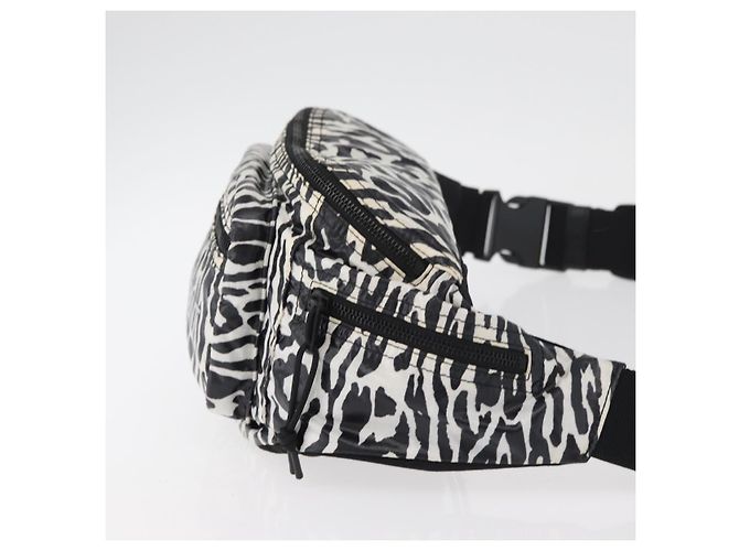 Borsa a tracolla SAINT LAURENT motivo zebra in nylon nero e bianco Auth 178693A - vista 3