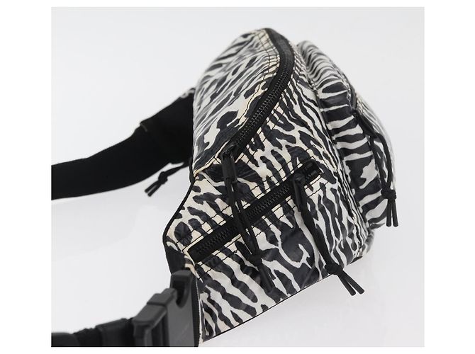 Borsa a tracolla SAINT LAURENT motivo zebra in nylon nero e bianco Auth 178693A - vista 4
