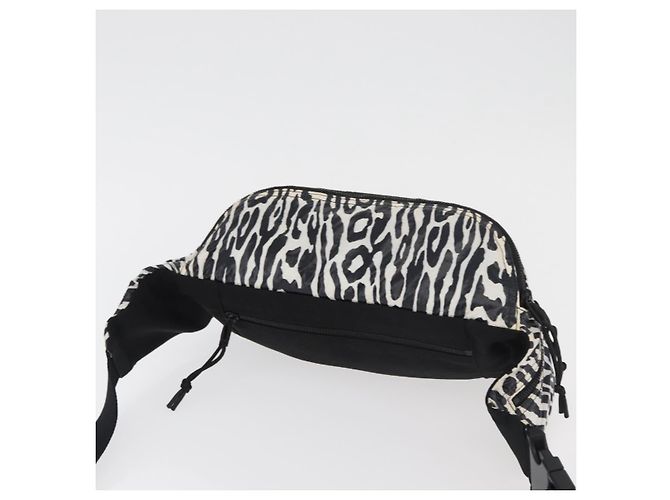 Borsa a tracolla SAINT LAURENT motivo zebra in nylon nero e bianco Auth 178693A - vista 6