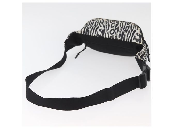 Borsa a tracolla SAINT LAURENT motivo zebra in nylon nero e bianco Auth 178693A - vista 7