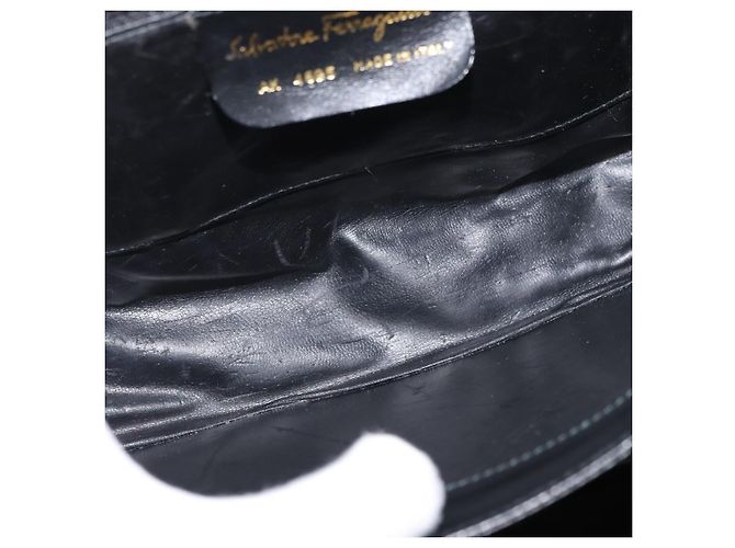 Salvatore Ferragamo Gancini Handtasche Leder 2way Schwarz Gold Auth 178504 Golden - Ansicht 11
