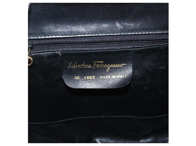 Salvatore Ferragamo Gancini Handtasche Leder 2way Schwarz Gold Auth 178504 Golden - Ansicht 12