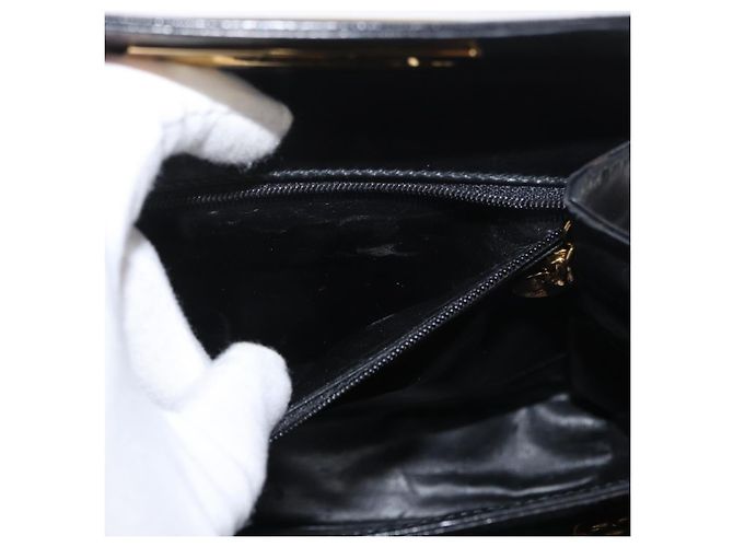 Salvatore Ferragamo Gancini Handtasche Leder 2way Schwarz Gold Auth 178504 Golden - Ansicht 25