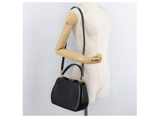 Salvatore Ferragamo Gancini Handtasche Leder 2way Schwarz Gold Auth 178504 Golden - Ansicht 26