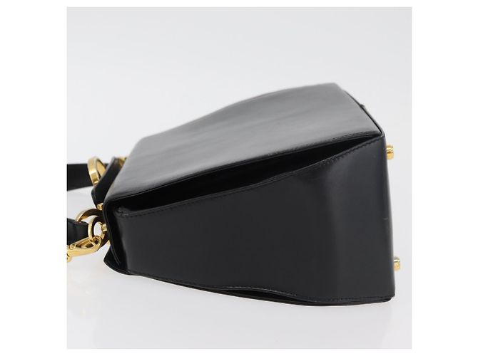 Salvatore Ferragamo Gancini Handtasche Leder 2way Schwarz Gold Auth 178504 Golden - Ansicht 4