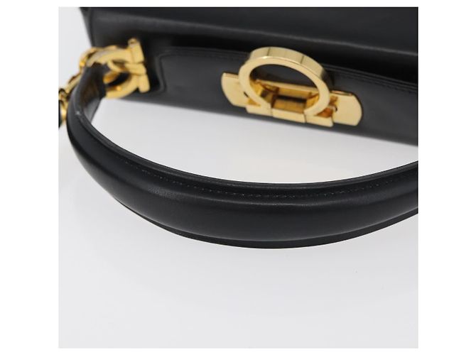 Salvatore Ferragamo Gancini Handtasche Leder 2way Schwarz Gold Auth 178504 Golden - Ansicht 7
