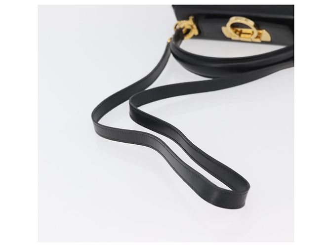 Salvatore Ferragamo Gancini Handtasche Leder 2way Schwarz Gold Auth 178504 Golden - Ansicht 8