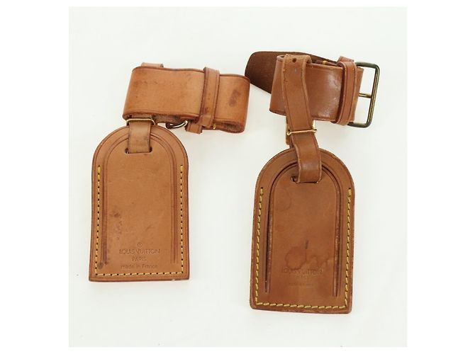 LOUIS VUITTON Powanie Name Tag Leather 10set Beige LV Auth 167220 - vista 10